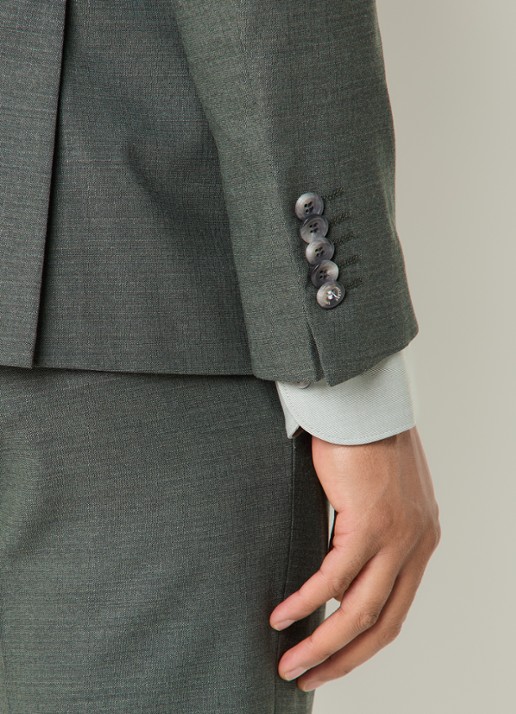 Strellson Aidan regular fit colbert in wolblend met klepzakken - detail 3 olijfgroen