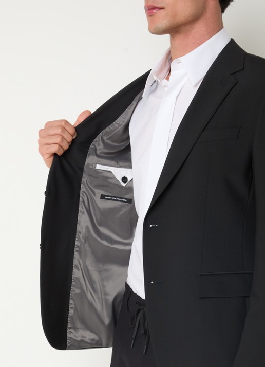 Strellson Aidan regular fit colbert in wolblend - detail 2 zwart
