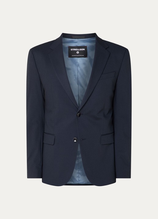 Strellson Aidan slim fit colbert met klepzakken - voorkant 2 donkerblauw