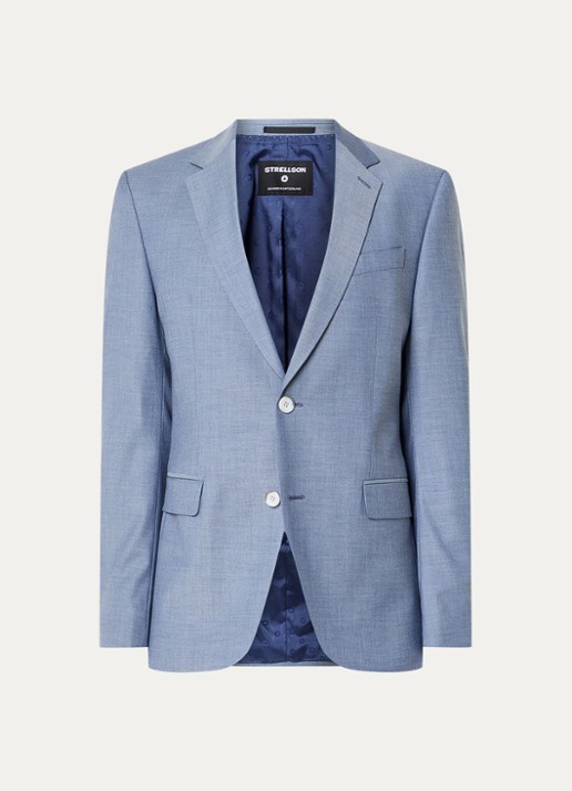 Strellson Aidan slim fit colbert met klepzakken - voorkant turquoise