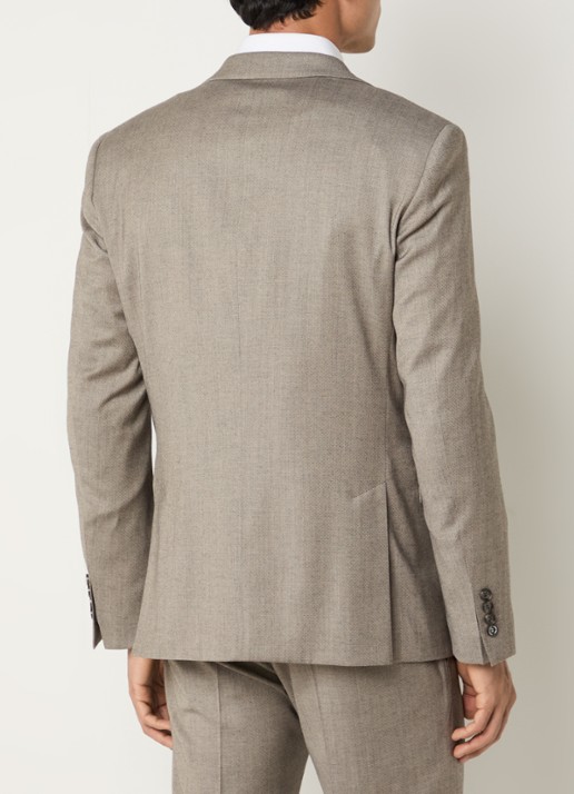 Strellson Aiden regular fit colbert in wolblend met klepzakken - achterkant 7 donkerbeige