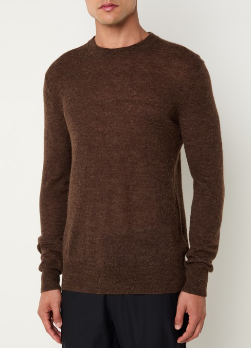 Strellson Alpus fijngebreide pullover alpaca wolblend - detail bruin