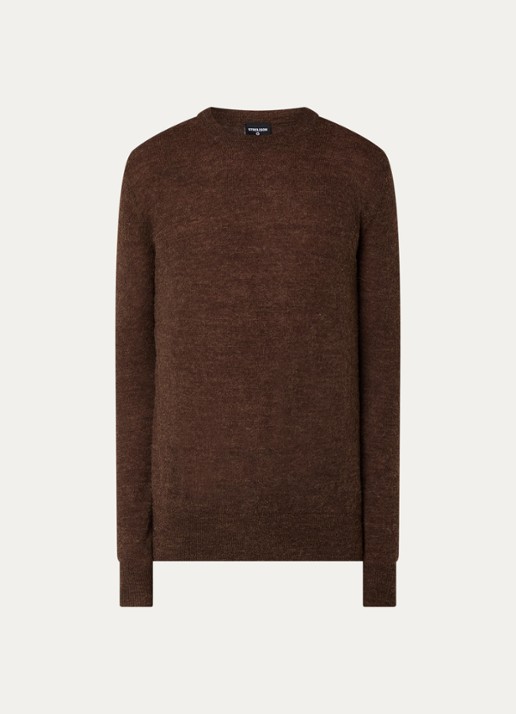 Strellson Alpus fijngebreide pullover alpaca wolblend - voorkant 2 bruin
