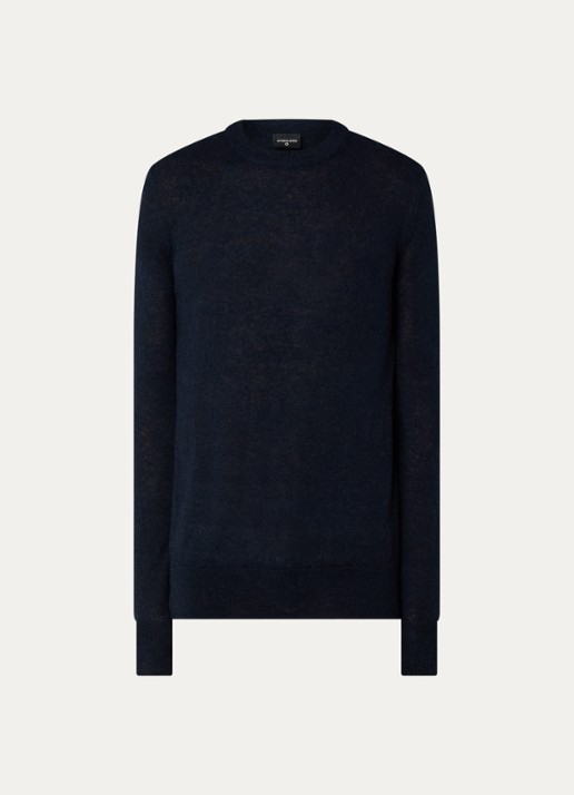 Strellson Alpus fijngebreide pullover alpaca wolblend - voorkant donkerblauw