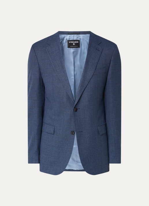 Strellson Alzer regular fit colbert met borst- en klepzakken - voorkant donkerblauw