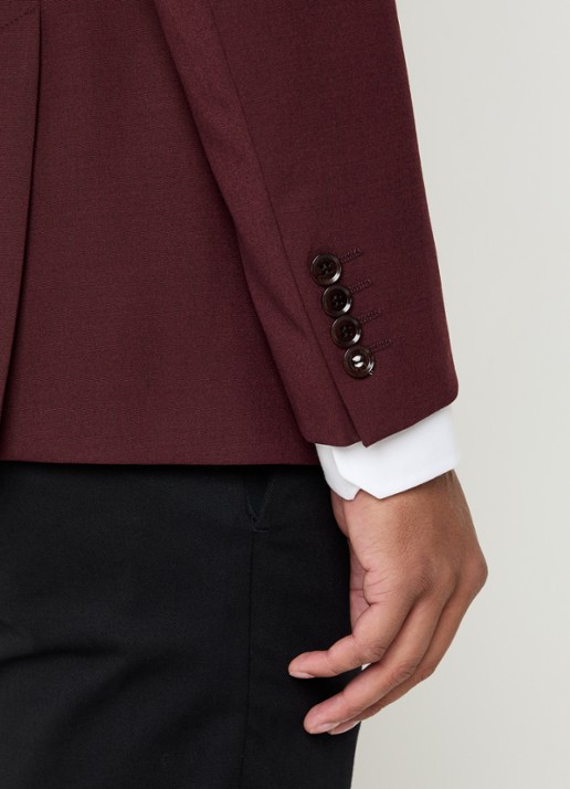 Strellson Alzer slim fit colbert in wolblend met klepzakken - detail 3 bordeauxrood