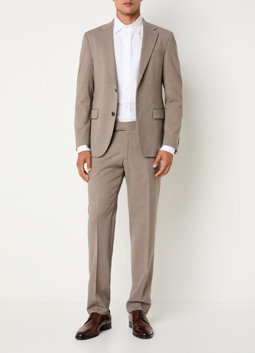 Strellson Alzer4 regular fit colbert in wolblend - voorkant 7 beige