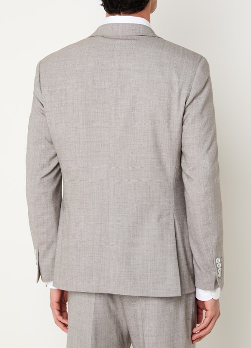 Strellson Arndt slim fit colbert in wolblend met opgestikte zakken - achterkant lichtbruin