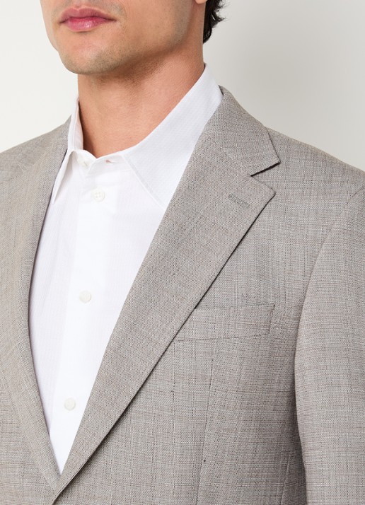 Strellson Arndt slim fit colbert in wolblend met opgestikte zakken - detail 7 lichtbruin