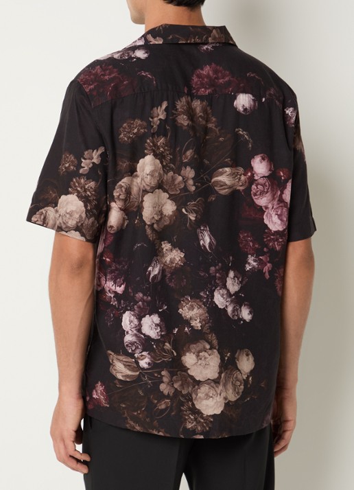 Strellson Clint regular fit overhemd met bloemenprint - achterkant 2 zwart