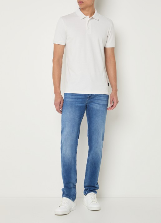 Strellson Edgar regular fit polo met stretch - voorkant 2 gebroken wit