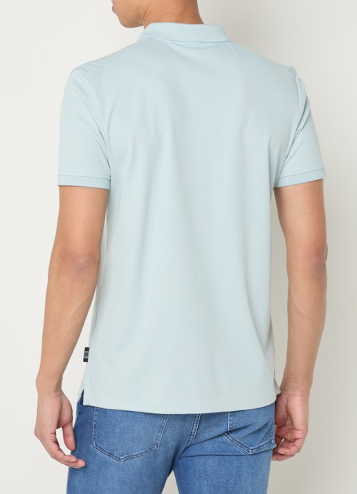 Strellson Edgar regular fit polo met stretch - achterkant blauwgrijs