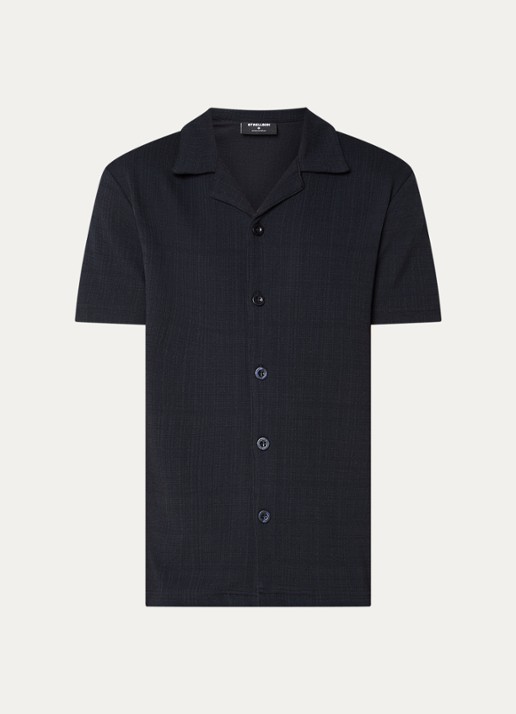 Strellson Filip regular fit overhemd met structuur - voorkant 3 blauw