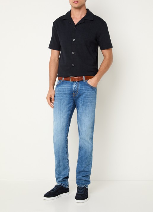 Strellson Filip regular fit overhemd met structuur - voorkant 4 blauw