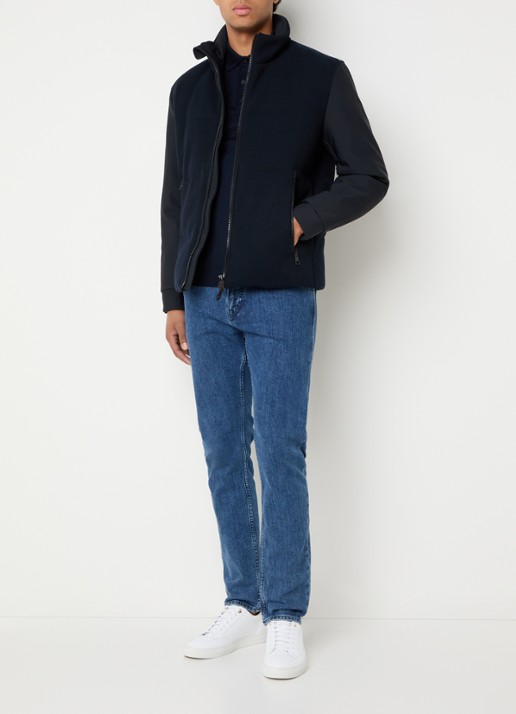Strellson Gewatteerd jack met contrast - voorkant 3 donkerblauw