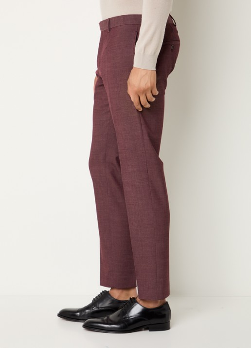 Strellson Kynd slim fit pantalon in wolblend met steekzakken - detail 5 bordeauxrood