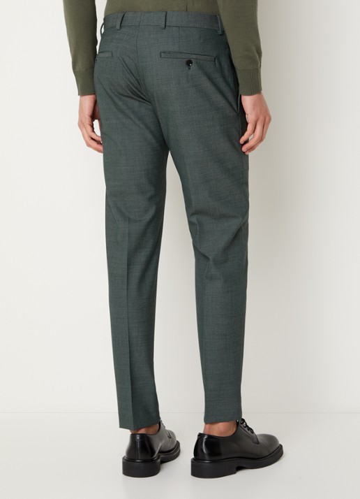 Strellson Kynd slim fit pantalon in wolblend met steekzakken - achterkant olijfgroen