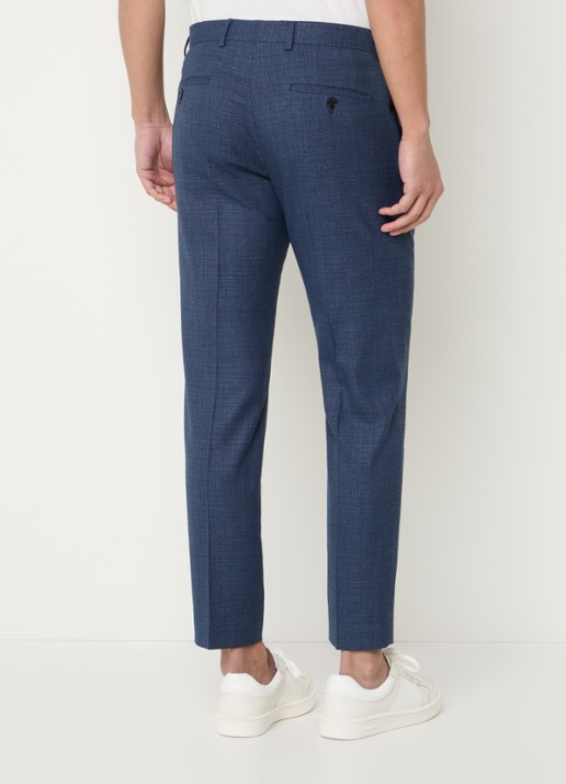 Strellson Kynd tapered fit chino met gemêleerd dessin en steekzakken - achterkant petrol