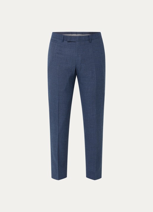 Strellson Kynd tapered fit chino met gemêleerd dessin en steekzakken - voorkant 5 petrol