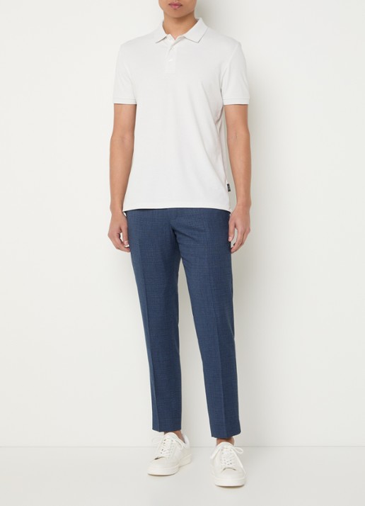 Strellson Kynd tapered fit chino met gemêleerd dessin en steekzakken - voorkant 6 petrol