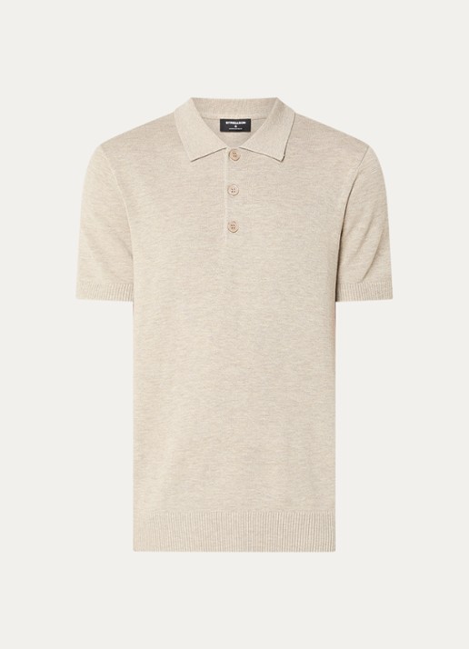 Strellson Loic fijngebreide pullover met polokraag - voorkant 2 beige