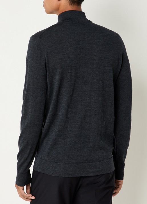 Strellson Marek fijngebreide pullover van scheerwol - achterkant 4 donkergrijs
