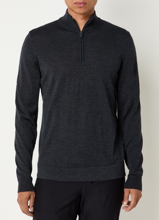Strellson Marek fijngebreide pullover van scheerwol - detail 3 donkergrijs