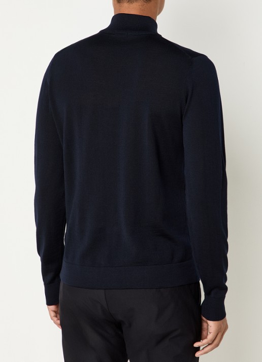 Strellson Marek fijngebreide pullover van scheerwol - achterkant 2 donkerblauw