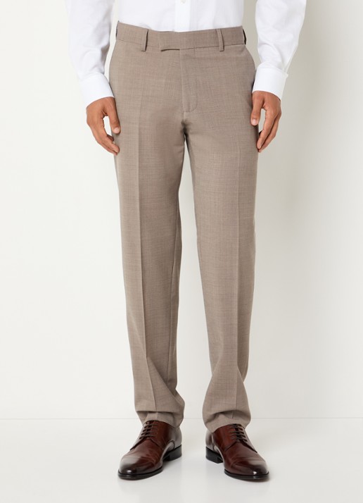 Strellson Melwin slim fit pantalon in wolblend met gemêleerd dessin - detail beige
