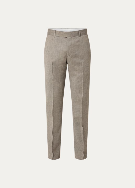 Strellson Melwin slim fit pantalon in wolblend met steekzakken - voorkant 5 donkerbeige