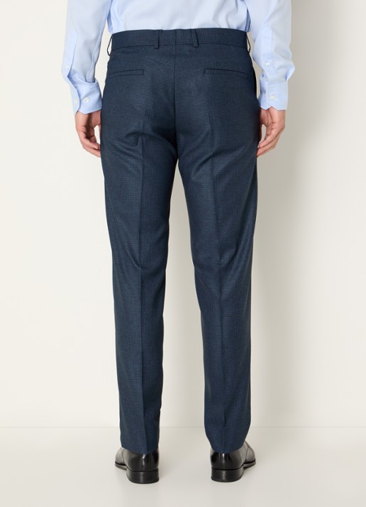 Strellson Melwin slim fit pantalon met ruitdessin - achterkant indigo