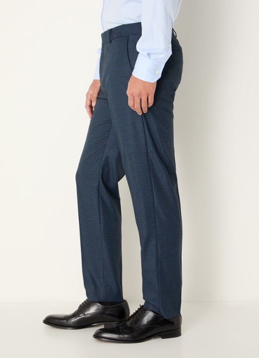 Strellson Melwin slim fit pantalon met ruitdessin - detail 3 indigo