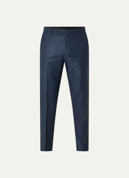 Strellson Melwin slim fit pantalon met ruitdessin - voorkant 4 indigo