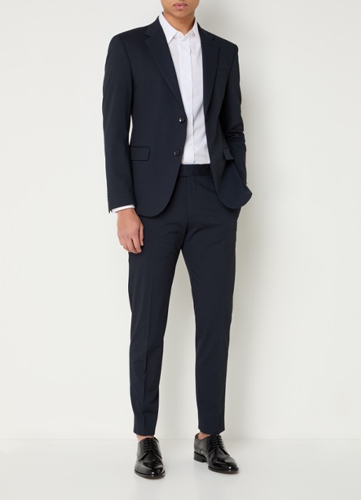 Strellson Melwin slim fit pantalon met steekzakken - voorkant 4 donkerblauw