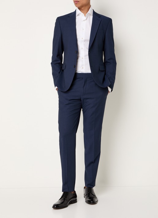 Strellson Melwin slim fit pantalon met steekzakken - voorkant 5 donkerblauw