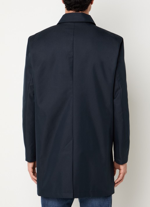 Strellson Naro trenchcoat met steekzakken en kraag - achterkant 4 donkerblauw