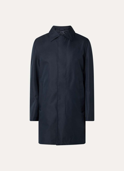 Strellson Naro trenchcoat met steekzakken en kraag - voorkant 2 donkerblauw