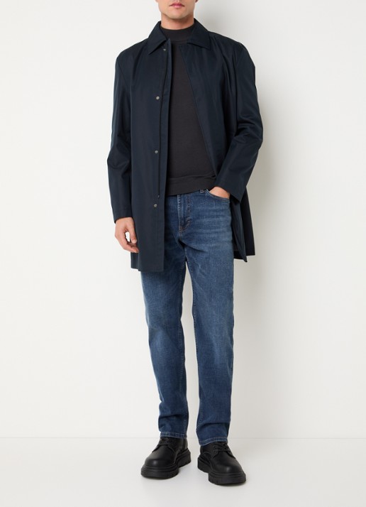 Strellson Naro trenchcoat met steekzakken en kraag - voorkant 3 donkerblauw