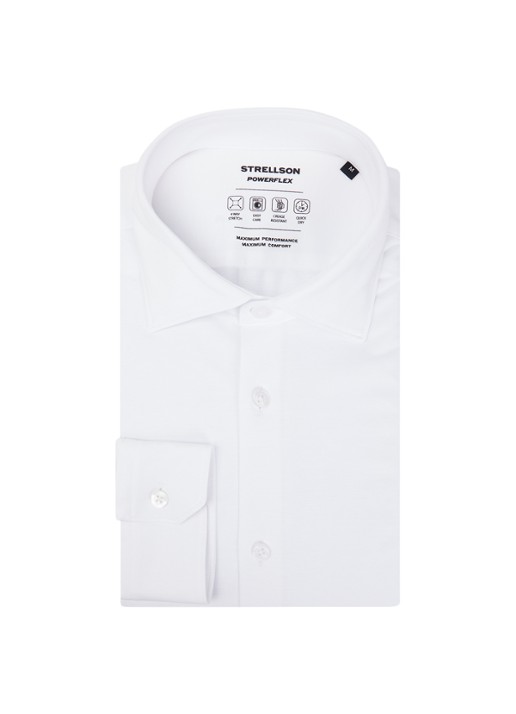 Strellson Powerflex regular fit overhemd met stretch - voorkant wit