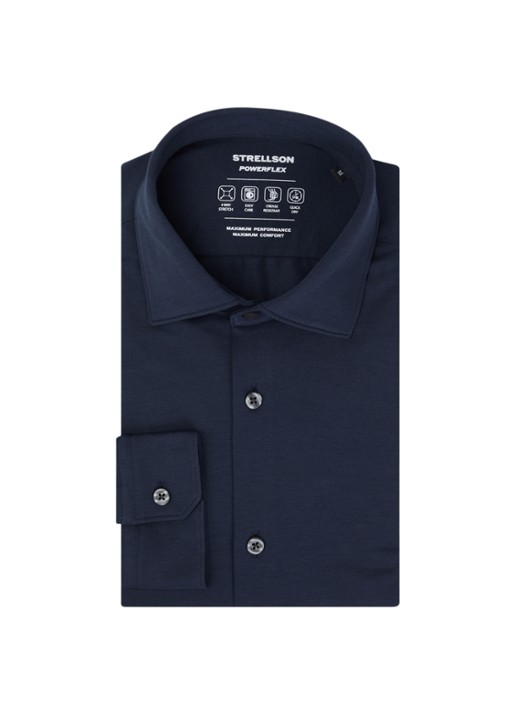 Strellson Powerflex regular fit overhemd met stretch - voorkant donkerblauw