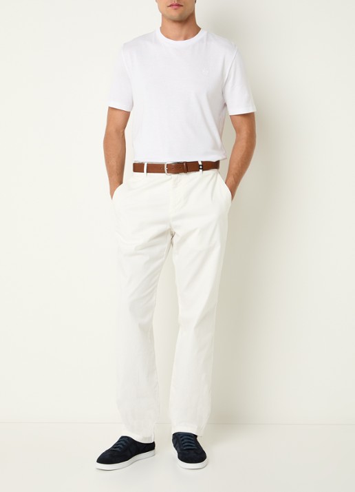 Strellson Rion-D tapered fit broek met steekzakken - voorkant 5 gebroken wit