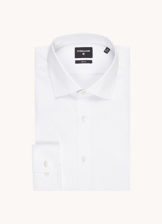 Strellson Santos slim fit overhemd met stretch - voorkant 4 wit