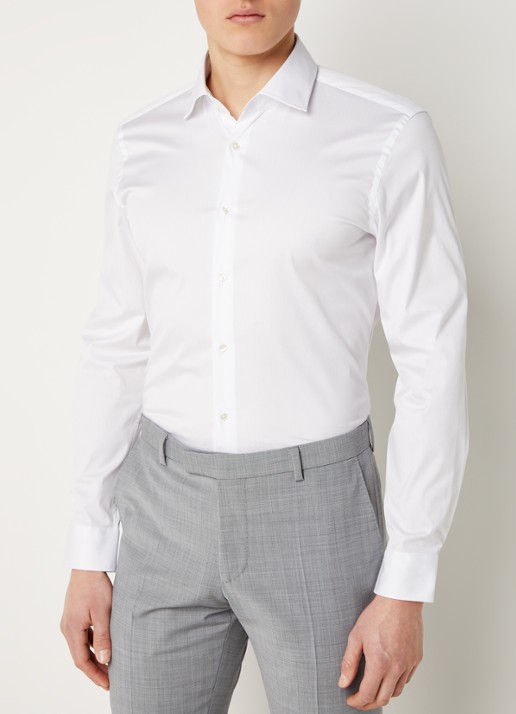 Strellson Santos slim fit overhemd met stretch - detail 2 wit