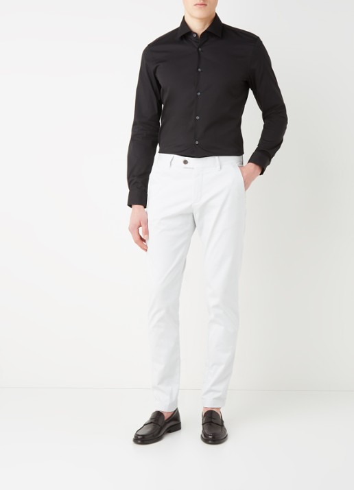 Strellson Santos slim fit overhemd met stretch - voorkant 2 zwart