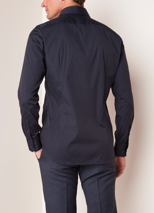 Strellson Santos slim fit overhemd met stretch - achterkant 2 donkerblauw