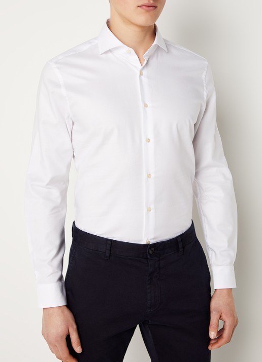 Strellson Sereno slim fit overhemd met structuur - detail 2 wit