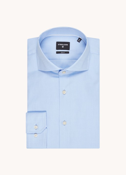 Strellson Sereno slim fit overhemd met structuur - voorkant 3 lichtblauw