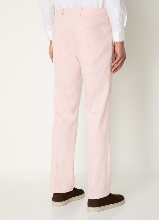 Strellson Tomeo straight fit pantalon in linnenblend - achterkant lichtroze