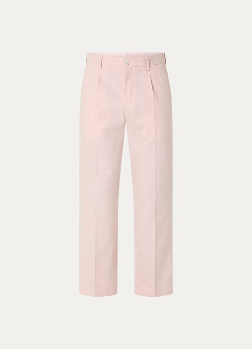 Strellson Tomeo straight fit pantalon in linnenblend - voorkant 2 lichtroze