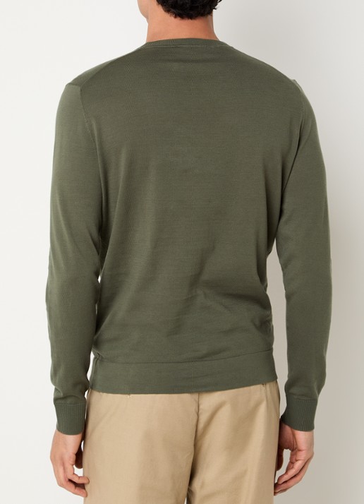 Strellson Vincent fijngebreide pullover met ronde hals - achterkant 4 groen
